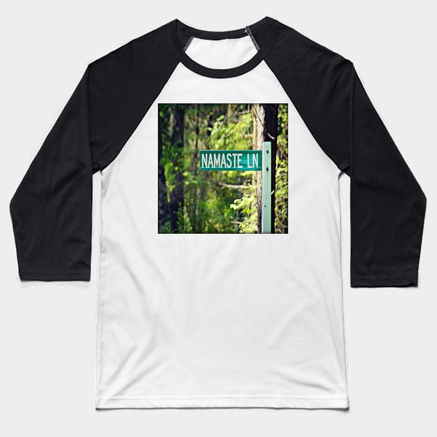 Namaste Lane Baseball T-Shirt by kchase